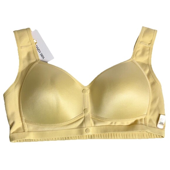 NWT Daisy Bra for Older Women/Seniors Front Close Snap Cotton Bra Yellow 2XL - Picture 3 of 5